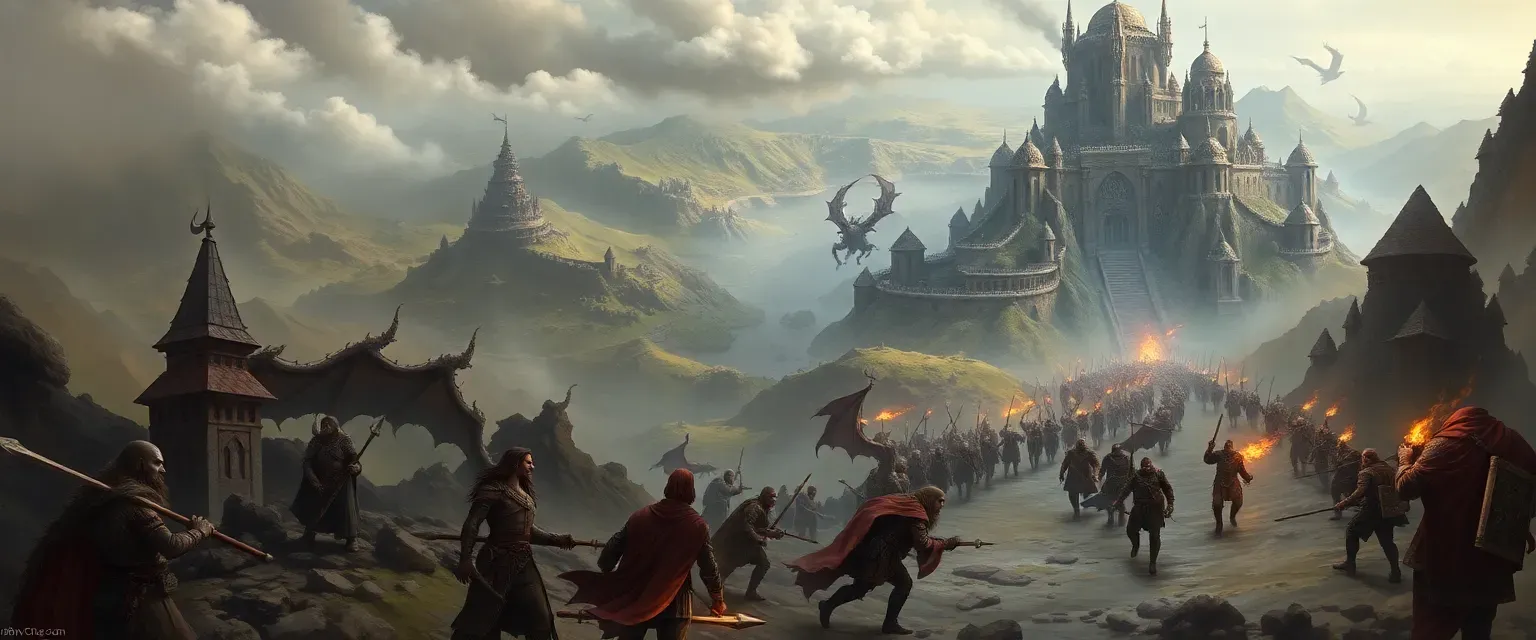 Huge world full of all races with a evil duegar overlord trying to conquer it and all kingdom are gathering their armies for the final battle