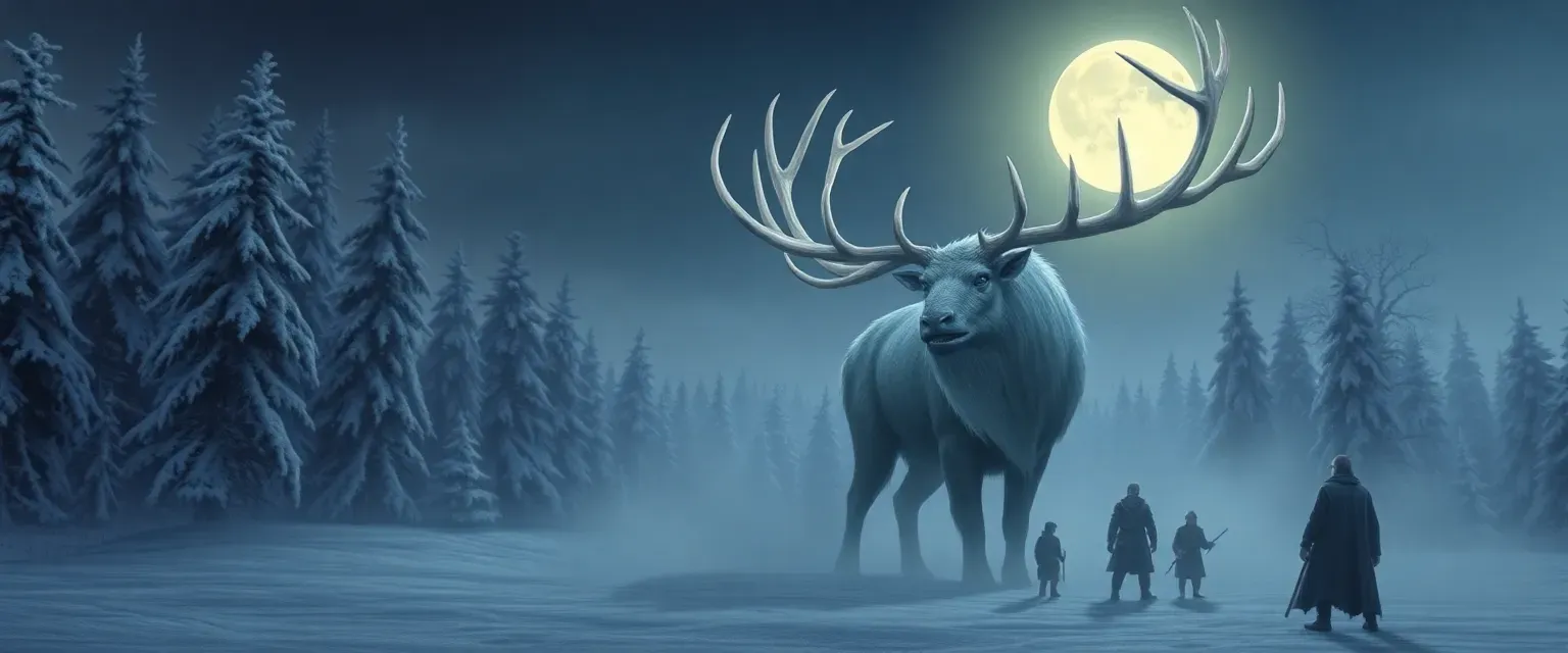 A group of humans and elfs journey into a deep forest , to kill a elk wendigo