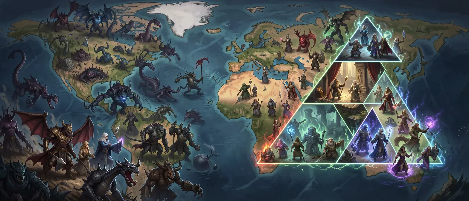 Eine welt riesig die zwei reiche grenzland und die dreieckslande stehen im krieg die dreieckslande haben menschen zwerge und so und die grenzlande dämonen echsenmenschen und so