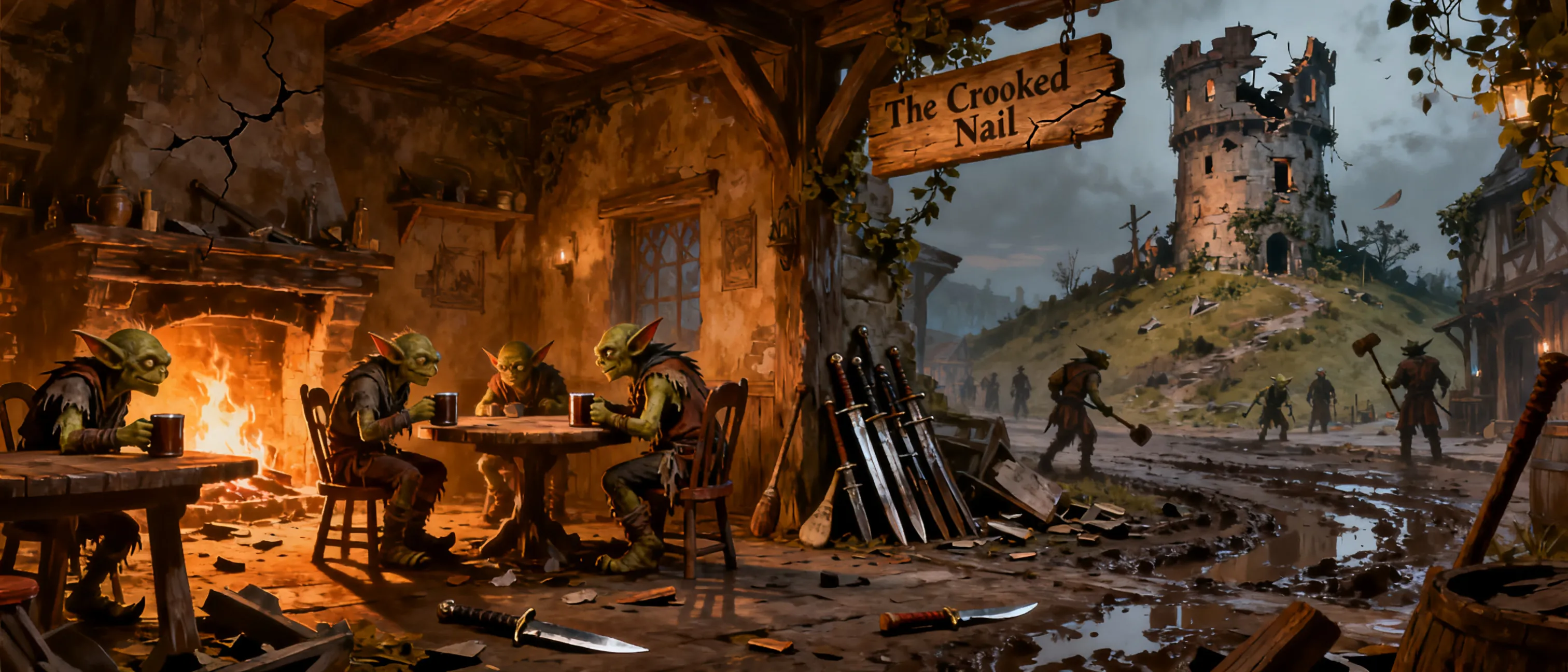 Character image for A group of goblins meet in a bar after fighting a losing turf war battle