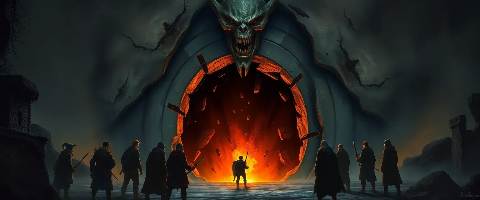 In a realm ravaged by eternal darkness, the villainous Overlord Vexar has triumphed. Once-vibrant kingdoms lie in ruins, heroes slain, and monstrous legions patrol the shattered lands. Magic is twisted, corrupted into tools of oppression, while survivors huddle in hidden enclaves, their spirits broken.
Your party of adventurers—seeking fabled riches—stumbles upon an ancient standing stone atop a windswept cliff. A shimmering portal beckons with promises of gold and glory. They step through, only for the gateway to seal shut behind them, stranding them in this dystopian nightmare.
Now, in a world where evil reigns supreme, the players must navigate treacherous alliances with resistance fighters, evade Vexar's enforcers, and uncover forbidden artifacts to potentially reopen the portal or overthrow the tyrant. Themes of despair, redemption, and rebellion drive the narrative. Incorporate dynamic encounters: stealth missions in forsaken cities, battles against mutated beasts, and moral dilemmas testing their resolve. The campaign escalates toward a climactic assault on Vexar's obsidian fortress, where victory could rewrite fate—or doom them forever.