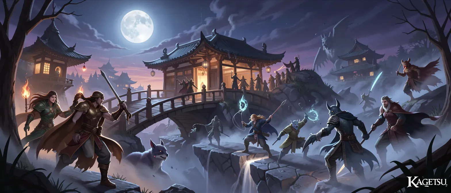 Character image for A Japanese folklore-inspired Westmarch campaign set in Kagetsu, a world where moonlight reveals the truth—and sometimes, things that should remain unseen. The boundary between the human realm and the spirit world has fractured, creating unstable zones where yokai manifest, vanish, and evolve unpredictably.

This is a nonlinear, player-driven sandbox campaign centered around a frontier hub known as the Tsukimori Outpost, a fortified shrine settlement built at a major spirit crossing. From here, adventurers take on contracts to investigate disturbances across Kagetsu.