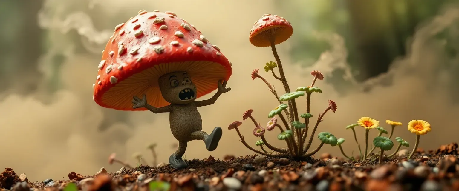This character makes fun of drugs and people taking drugs and taking themselves too seriously, make sure the image description you pass to image model reflects that

Woodland Willie the Mushroom Shaman Druid
Ate EVERY mushroom in the forest "for science." Wild Shapes into animals that definitely don't exist. Speaks to plants but they're all screaming. Goodberries taste like conspiracy theories. Convinced cities are allergic to him personally. Special ability: "Spore Speech" - communicates exclusively through interpretive dance about chemtrails. Animal messenger always returns with restraining orders. Nature itself has filed complaints.