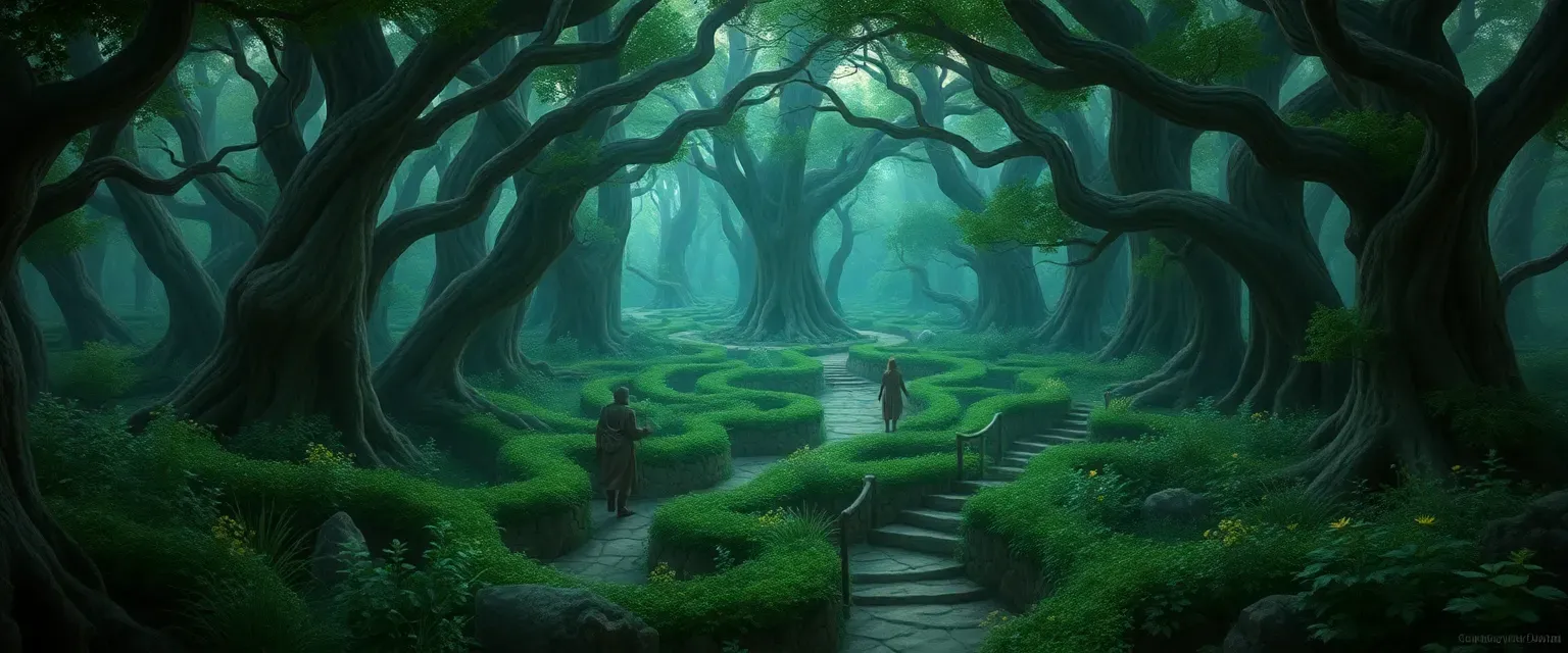 Enchanted Forest Labyrinth: A mystical woodland maze where time loops and illusions trap wanderers. Themes of puzzles, fey bargains, and nature's wrath as players seek a hidden druidic sanctuary to prevent ecological collapse.