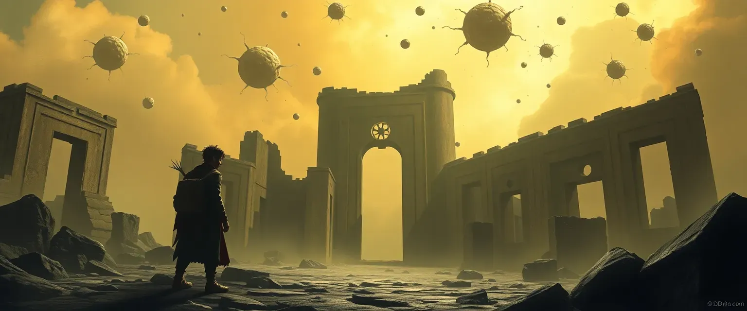 Charakter search for something. World is infected or so. It get extra abiltys on his way to defeat.