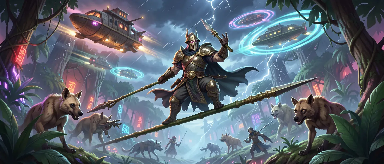 A jungle planet that has a civil war going on. An evil emperor and his satanic army. Marshall law is exposed with in the cities. A warrior named Criss Cross who has a secret identity as the Bamboo Shooter who protects the people and fights against the regime. Who is a rhino species mob boss and is guarded but a crocodile and an alligator species.  The storm battalion is a group of hyenas species  who hunts the bamboo shooter. Ships floats in the sky and uses geo leap which is a huge circle located in different location on the planet and allows quick movement between on place to another. The emperor is looking for magical items and enclaves the people . Bamboo Shooter and several others join together to find these magical items before the emperor and his army does.  The adventure takes the hero’s through caves, deep in the jungle mountains, under water passages, and tombs and catacombs. The magical item that the emperor is hunting for is a necklace called the jewel of faith that has the power to control minds and peoples faith. It make you follow the user without question. In the hands of evil it will mean the end of the world.