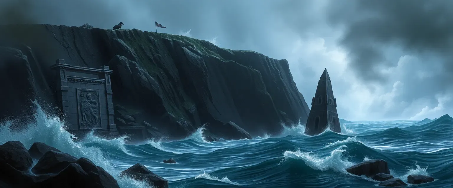 a for town on the sea threaten on destorition by a beast the party must rebuild a seal
