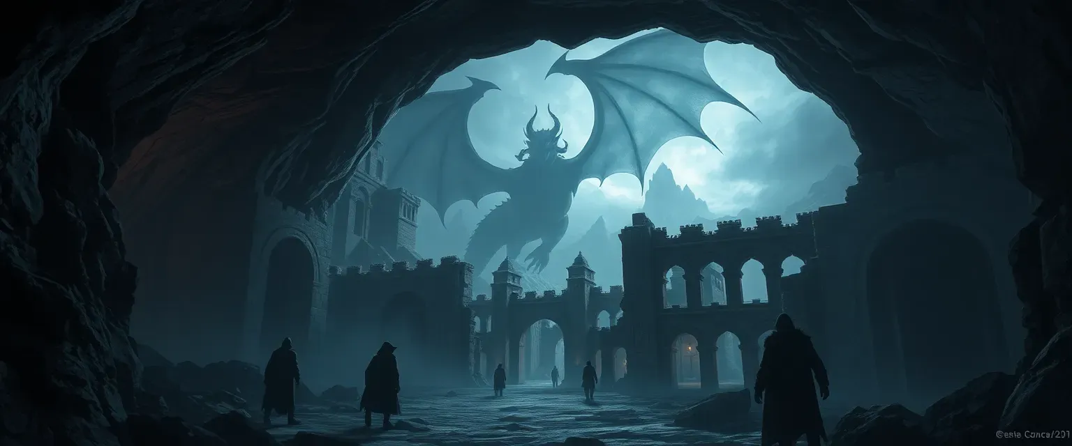 dark underground croupeped chazem leads into a corupted ancent city where they battle the undead army before a unded dark magic corupted dragon