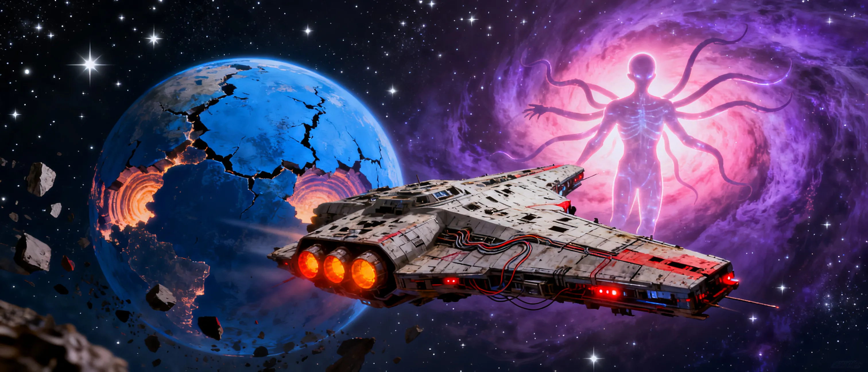 Character image for Make a space themed D&D 5e campaign. Backstory: Planet Earth was overrun with pollution and alien species. The governments of the world had kept the underlying issues of space and time left of planet earth while also trading and understanding the alien species. They learned how to use FTL travel. The campaign starts off with our 2 protagonists getting cryofrozen and sent off in a thrown together corvette class ship powered by an A.I.