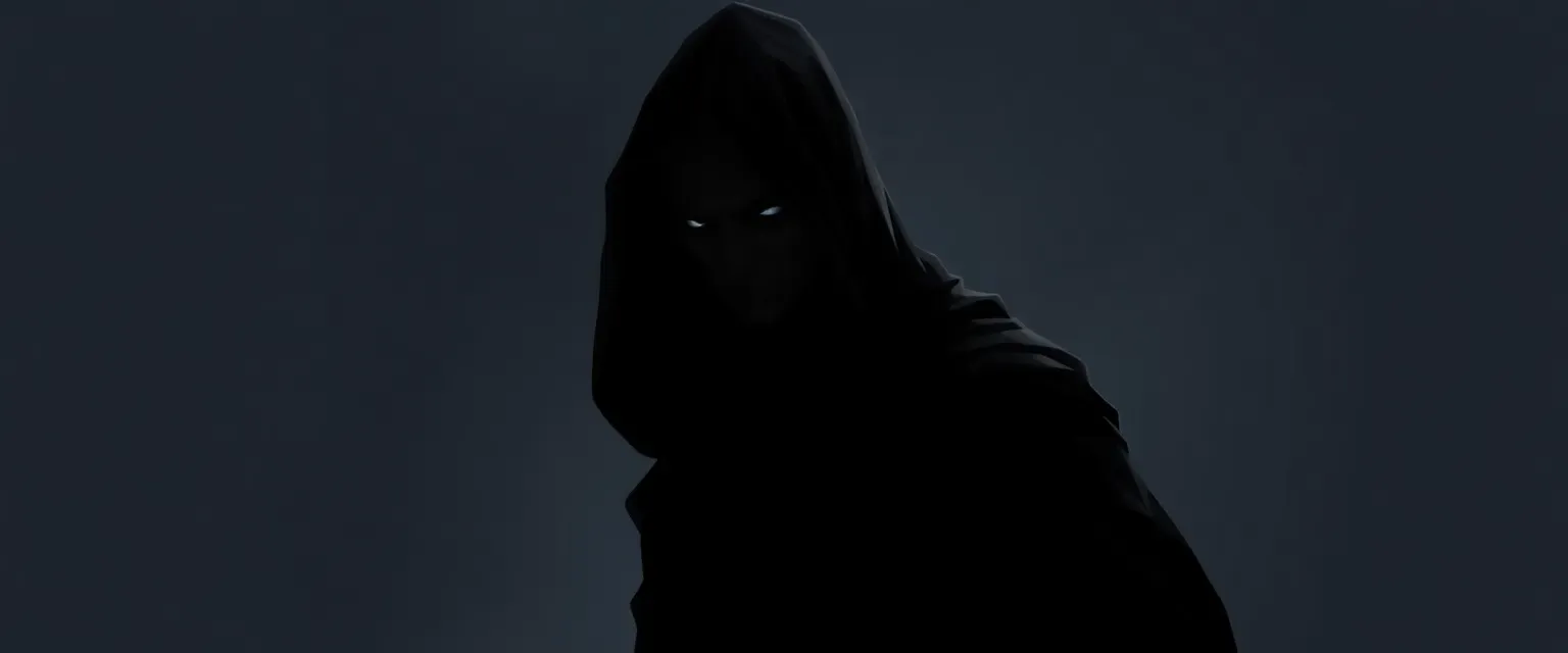 Slim, shadowy figure with sunken eyes, dressed in dark robes, exuding a formidable and cunning aura.