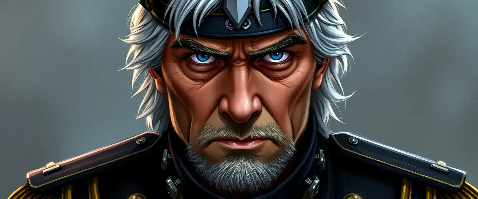 Aged 52, Captain Dorath has silver-streaked hair, piercing blue eyes, and a stern, weathered face. He wears a medal-adorned Imperial Navy uniform.