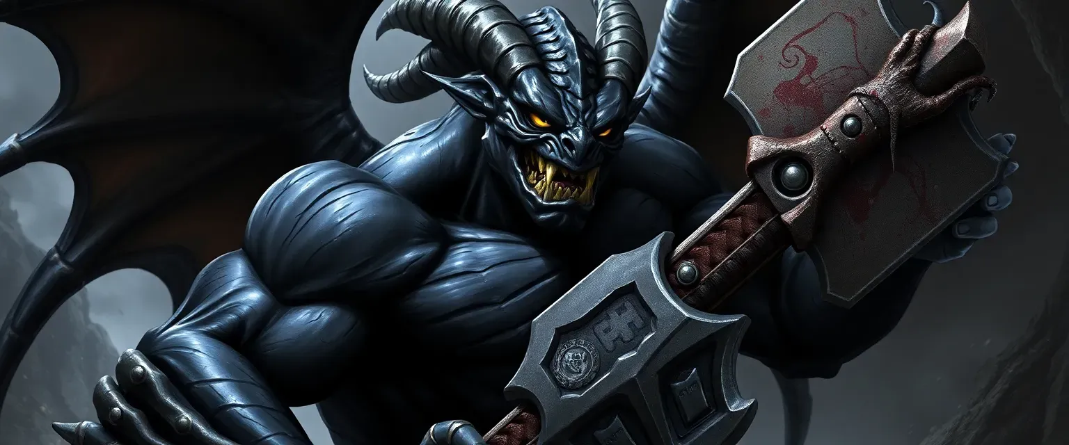 Black Dragonborn male, muscular, battle-scarred, wielding a Warhammer, yellow eyes, acid breath.