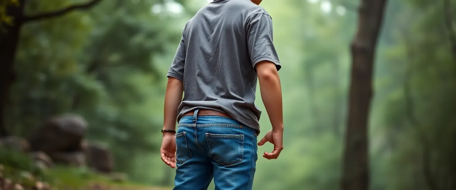 18-year-old white teen boy, slender with a big booty, casual jeans and t-shirts.