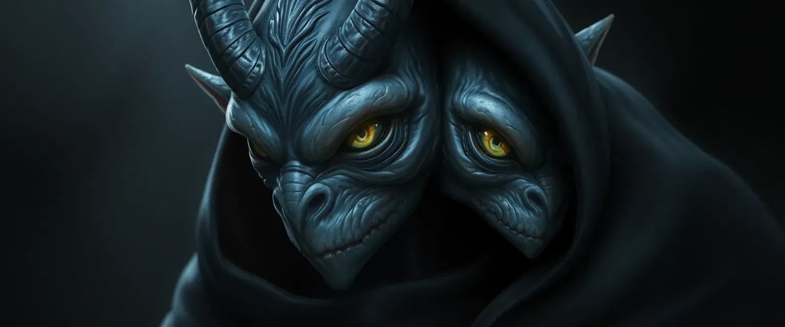 Shadow born elf and slime hybrid with metallic skin, glowing eyes, and subtle fur, cloaked in shadows.