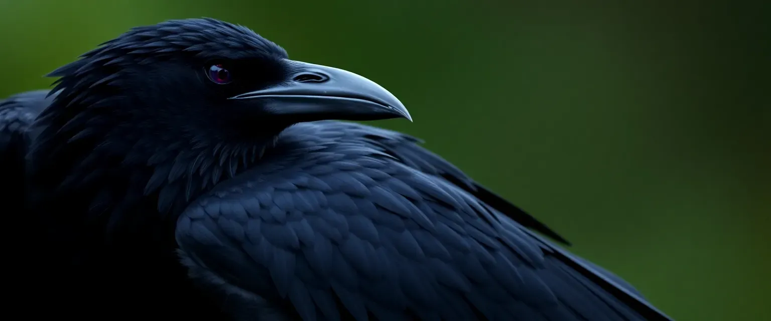 A raven with dark feathers, one purple eye, one red eye, capable of levitation magic.