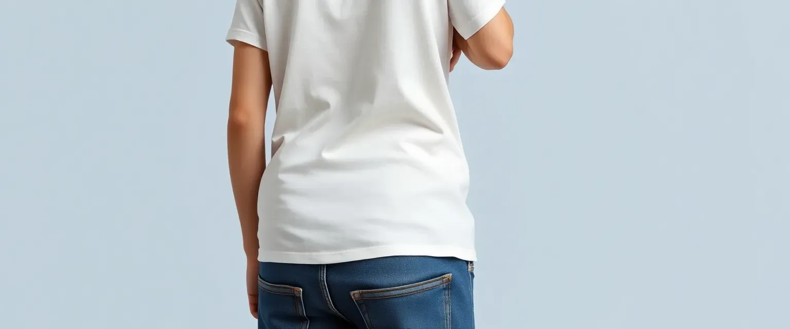18-year-old thin white boy with a big round butt, dressed in simple jeans and t-shirts.