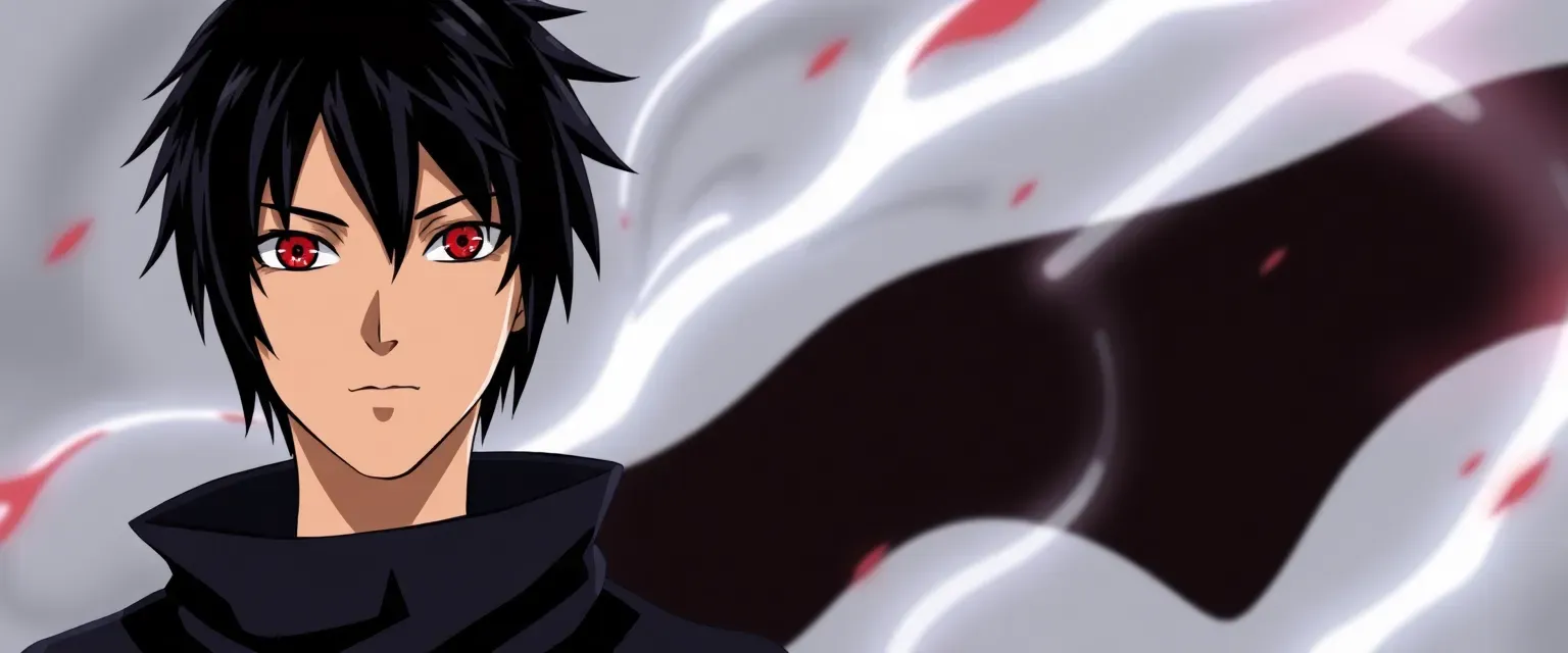16-year-old Max Uchiha, 6'0", 160 lbs, with black hair and tan skin, possesses shifting eyes of Sharingan, Byakugan, Rinnegan, and Senrigan.
