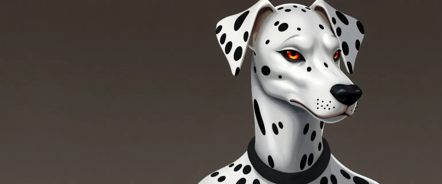 Anthro dalmatian male, early 30s, lean and muscular, white fur with black spots, casual stylish attire.