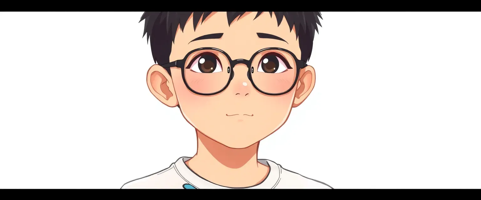 A 14-year-old mute boy named JingJing wears glasses and an Aquapets-themed T-shirt with a special headband featuring wiggling ears.