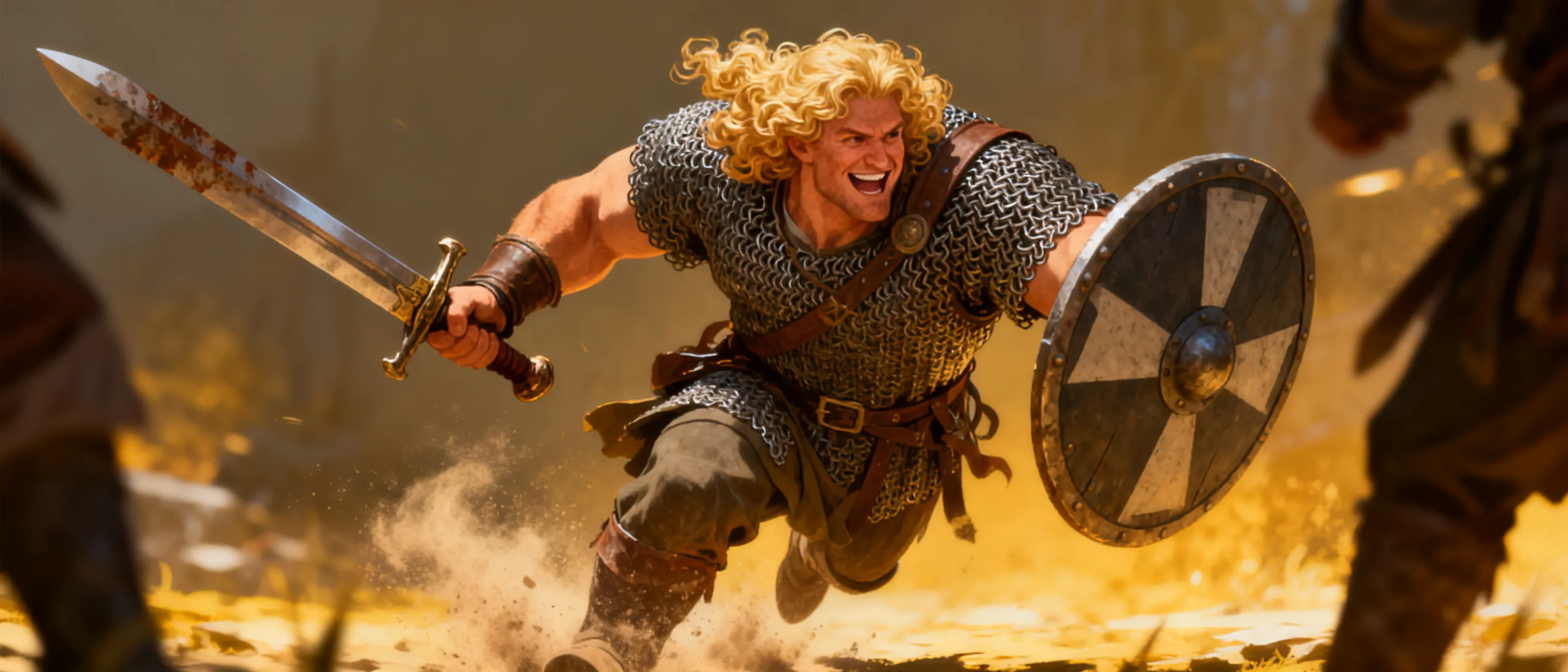 Male human fighter, Level 1, neutral good. Background farmer