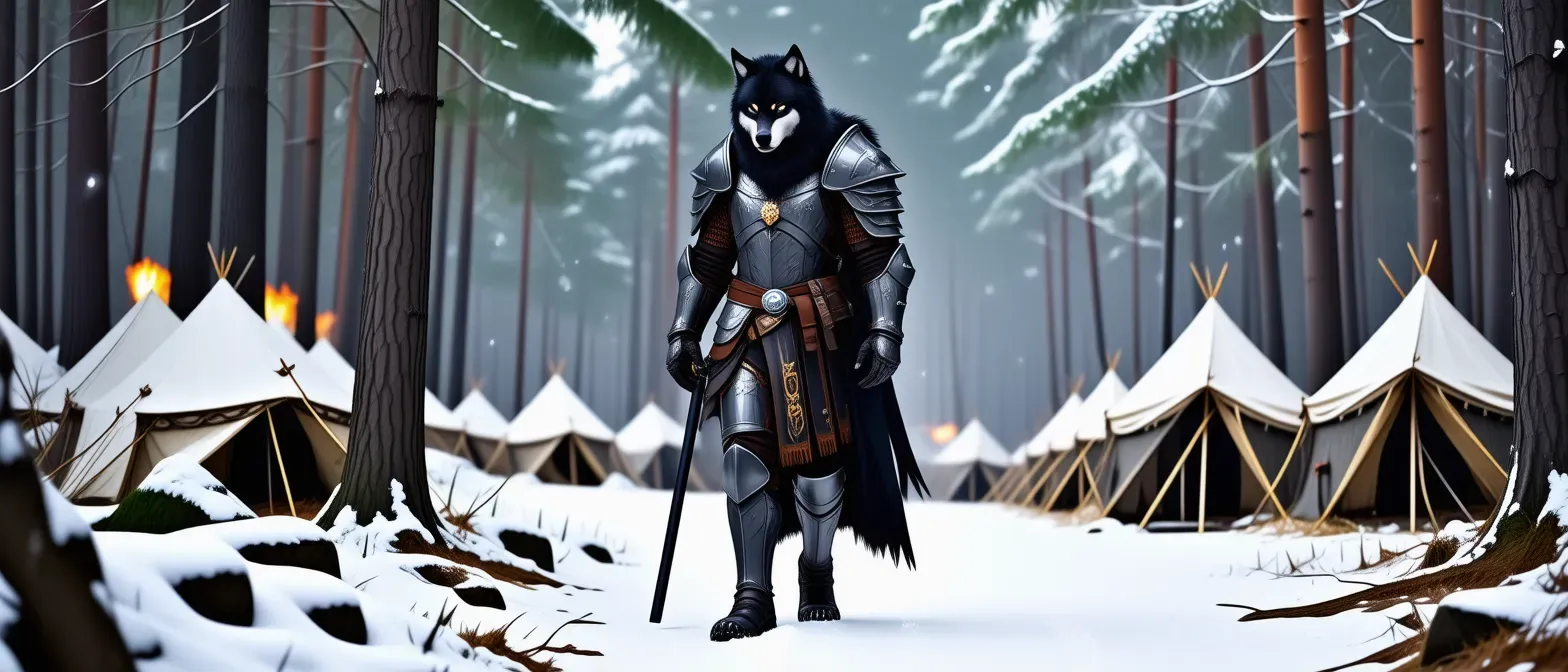 Name: Forgery Hunter 
Role: Commander of the Russian military camp
Heritage: full Russian
Description: He commands the military camp that in prisoned some Meridian warriors, now his one goal is to keep the Meridians from escaping his grasp
Species: (more Human than wolf)Human-Wolf
Hair: black
