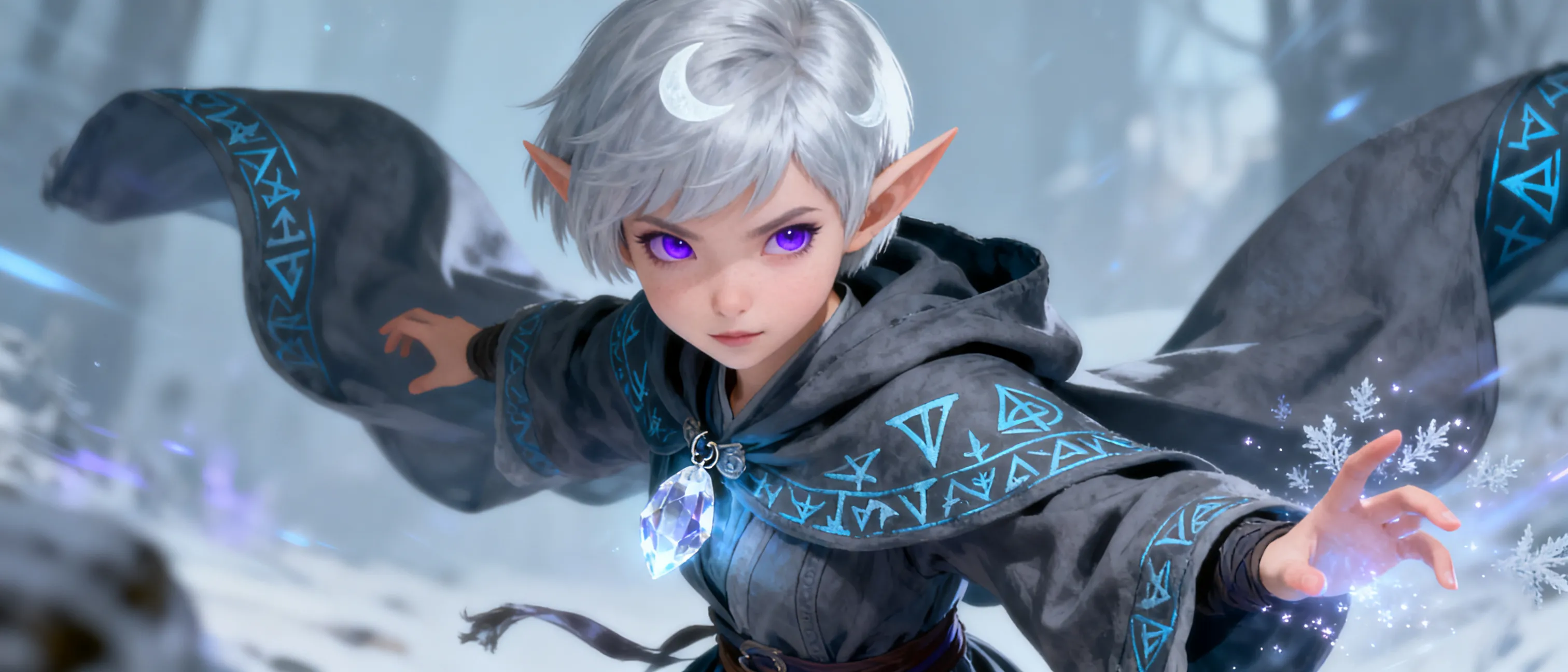 Female mage with cool magic. Short attractive.
