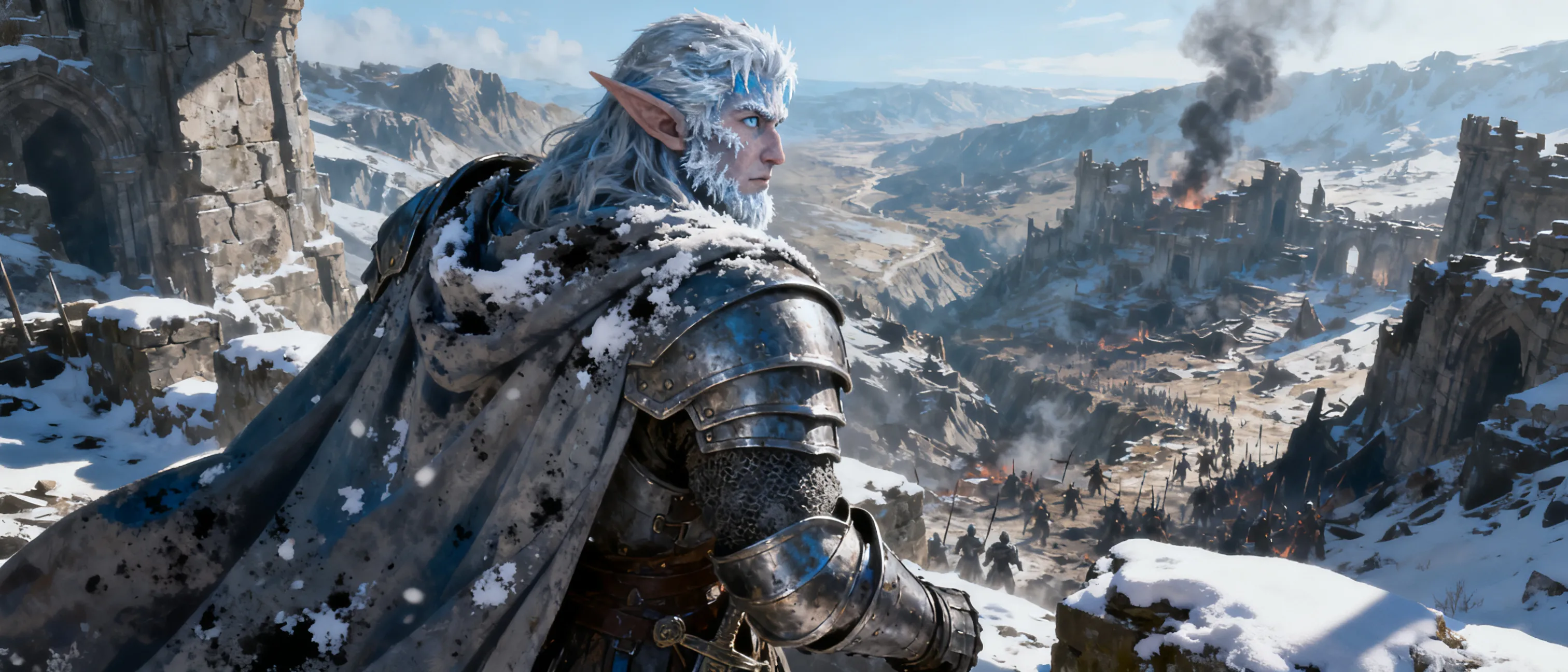 16 half elf half ice giant tough and brave wants to see peace in world has a good heart but doesn’t trust or care for people in general 