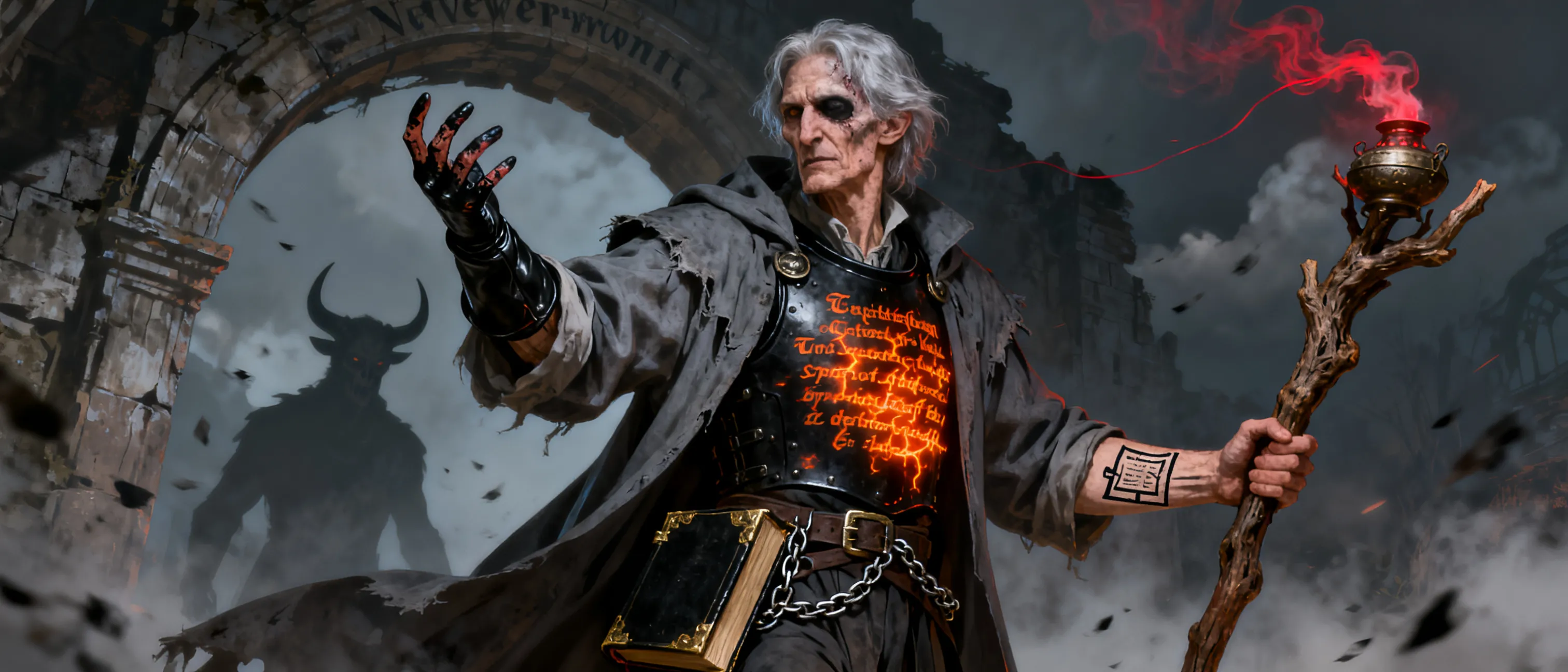 Ammon, a former court wizard and now a powerful warlock. He was a court wizard at Neverwinter, where he uncovered schemes by the city elites who made deals with a figure known only as "the shadow king", who has an army of the undead. He faced the Shadow King and his army of the undead, and was presumed dead after the battle... The shadow king was defeated, the army of Neverwinter won but everyone assumed Ammon has paid the ultimate price... In truth during the battle he was banished to Avernus, where he was forced to survive, and eventually made a pact with a demon... The demon promised he will return Ammon to the material plane, even help him find the conspirators in high position who worked for The King of Shadows but Ammon had... "help" demon collect some of the debts mortals owned him. He has returned, after more than 20 years banished, and now there is a string of murders in Neverwinter. Lords, archmages and even members of royal family are all assassinated in their homes.