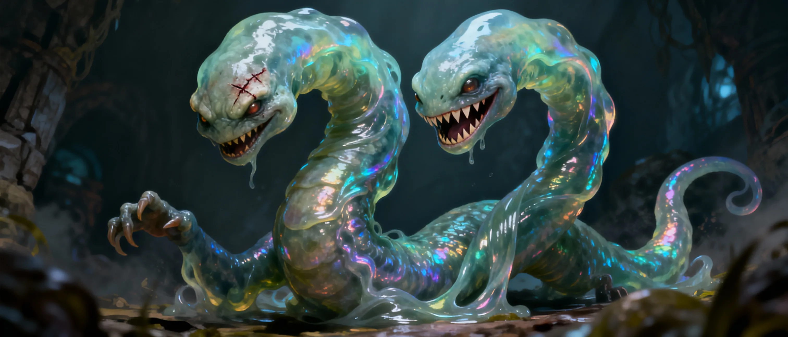 A 2 headed slime monster brothers Bronco down to earth Roscoe loose cannon age 15 who set out on a adventure to take down a corrupt king with a grip of vigilantes