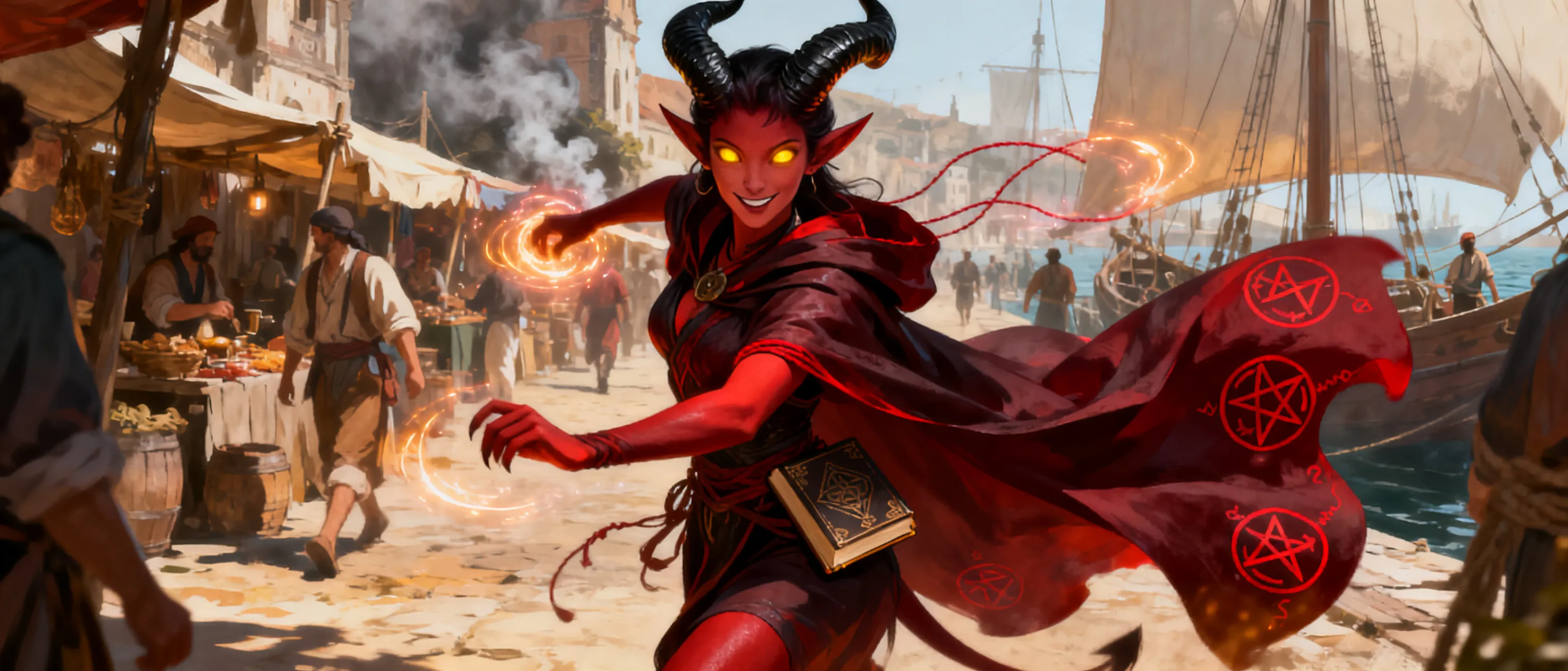 Female tiefling warlock background
