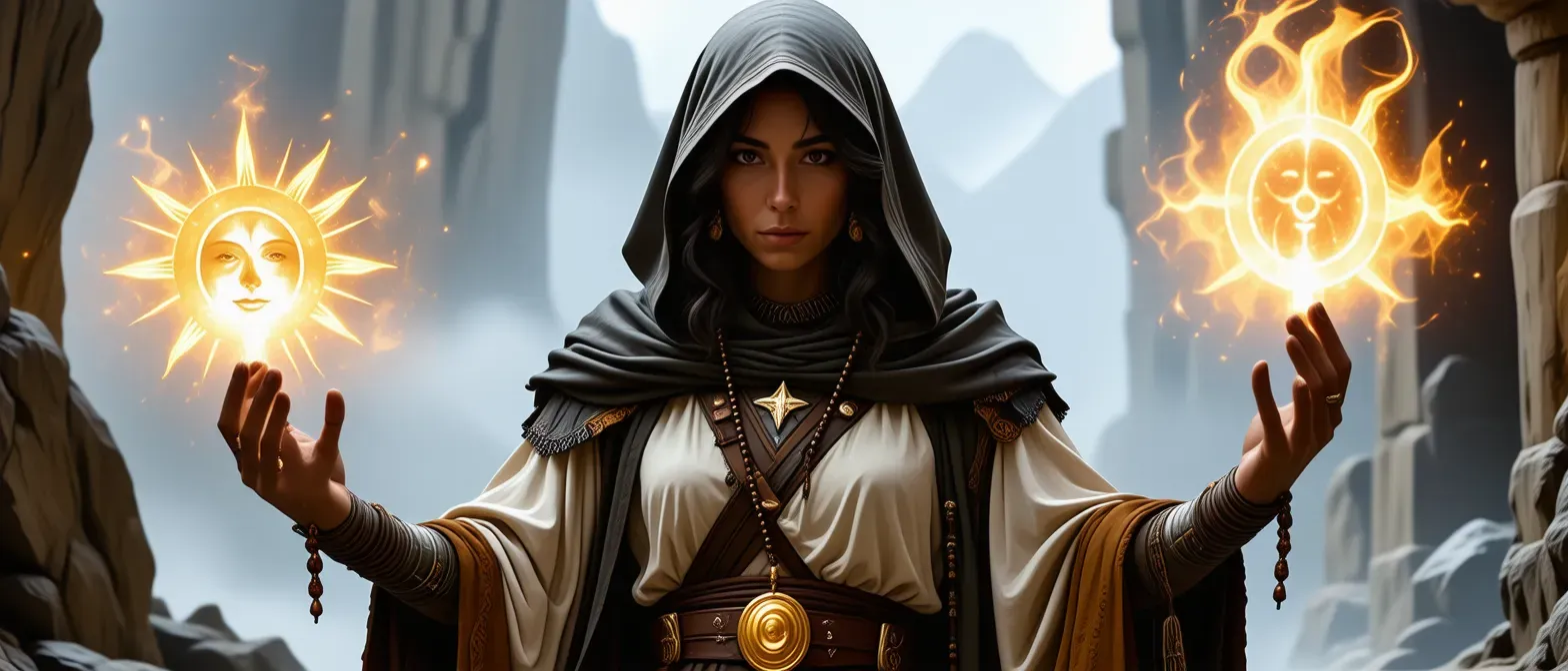 Sister Arlena Faln – Human Cleric (Life Domain) – 128 words
Arlena’s sun-etched holy sigil and radiant sermons have healed whole villages, yet the cleric never removes her gloves. Years ago she treated a wounded stranger who turned out to be a vampire lord; in gratitude it cursed her with a slow, beautiful decay—the more lives she saves, the more her own mortality accelerates. The rosary at her belt counts heartbeats, not prayers, showing how little time she has left. She accompanies the party to find an artifact said to sever any supernatural bond. Secretly, she is ready to use it on herself alone, even if it is keyed to the blood of an innocent. Whenever combat ends, she quietly checks fallen foes’ blood type against the prophecy.