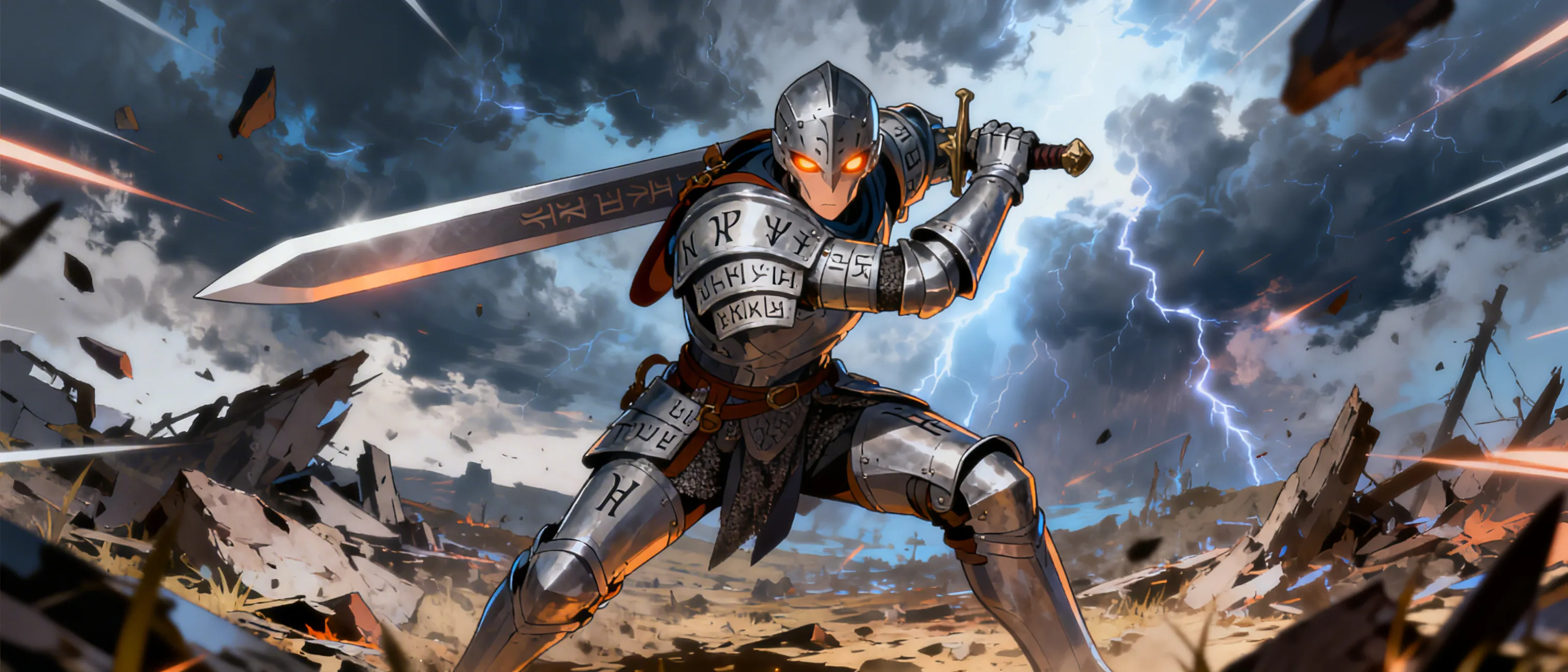 Warforged male demonic eldritch knight he uses a large broad sword
