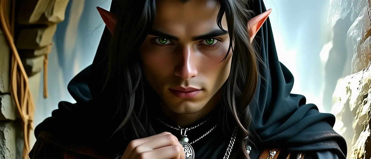  Vaeluth Duskwhisper – Half-Elf Warlock (The Fiend)
Vaeluth’s easy laugh and inexhaustible wine skin make him the camp favorite, but he pours the drinks to hide the smell of brimstone that clings to his clothes. After selling ten years of his life to a pit fiend in exchange for forbidden love, the warlock discovered the fiend had also claimed his lover’s soul. Now he travels with adventurers, ostensibly seeking coin, while covertly scouring battlefields for fresh sacrifices. Each soul he consigns buys back a single day of his lover’s torment in the Hells. He keeps a silver locket with ashes inside; opening it lets the fiend see through his eyes. If the party shines too brightly, Vaeluth’s patron may demand they burn first.