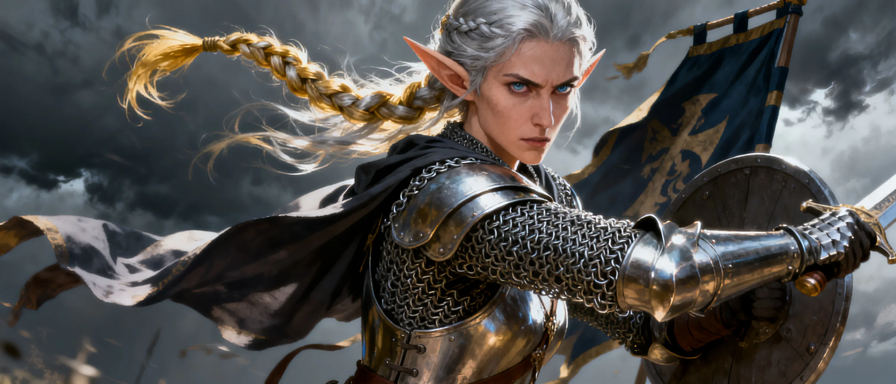 High elf female military family chaotic neutral 