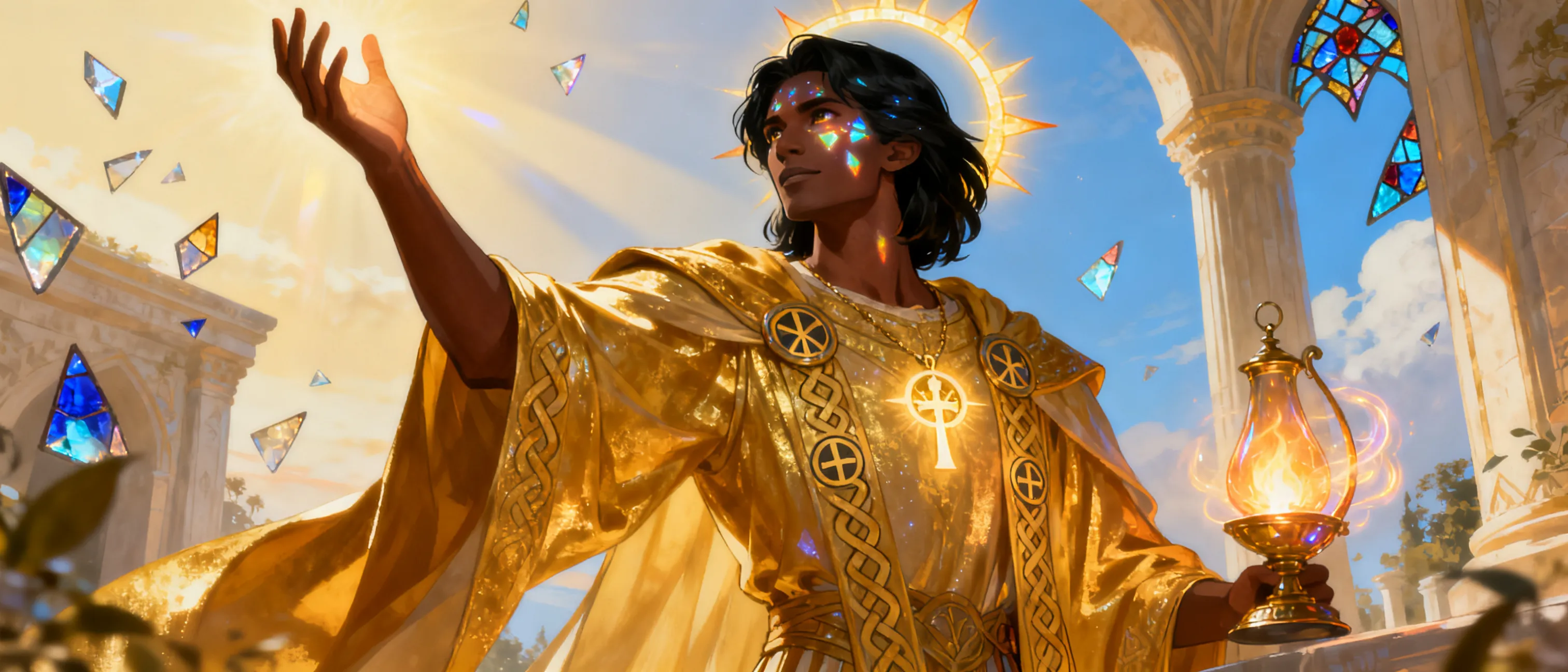 the dark-skinned, black-haired MALE god of light