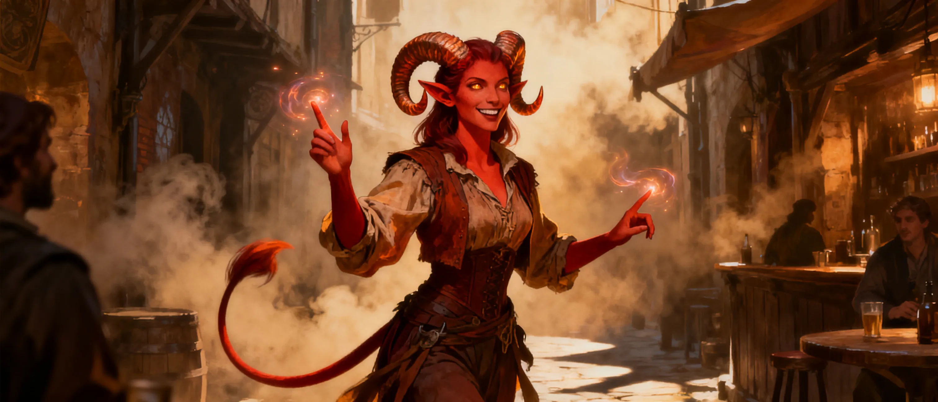 Female tiefling warlock