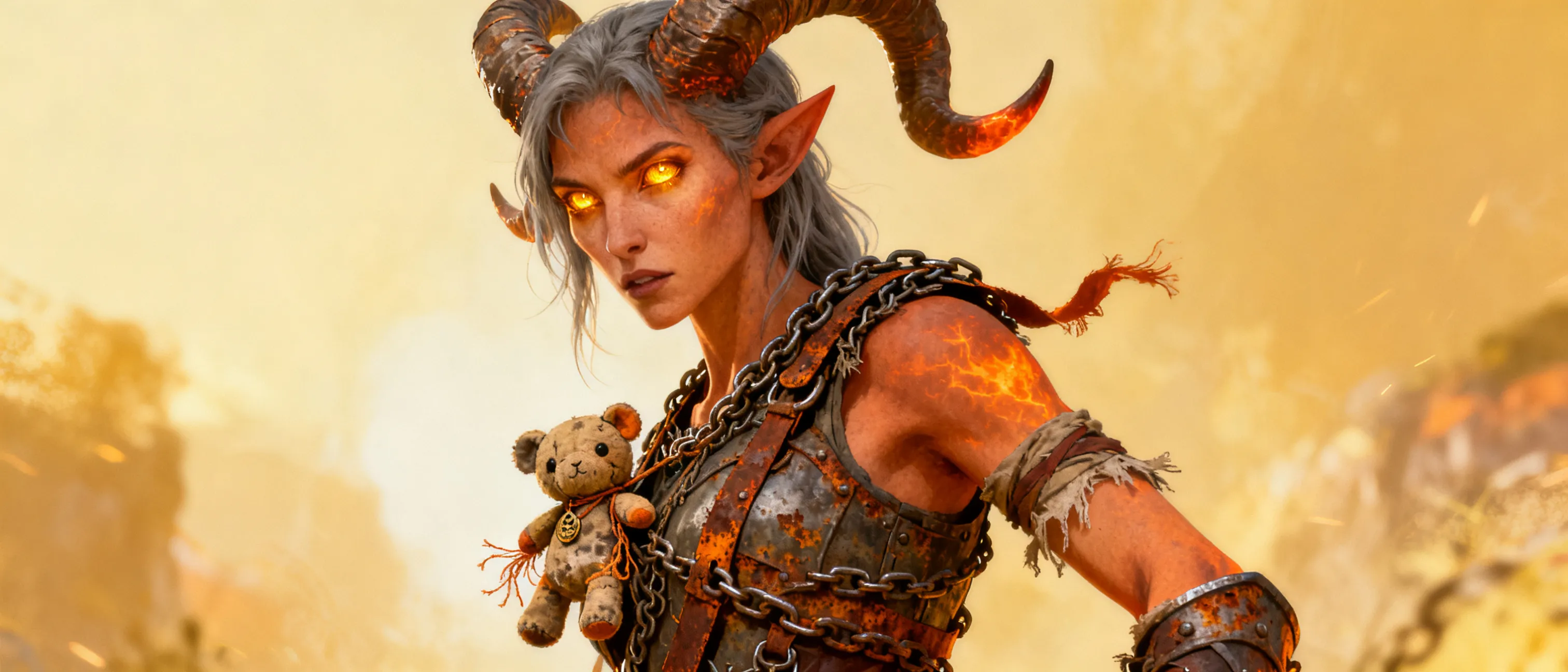 Demons experimented with her and killed her best friend kaylo and her family then she found kaylo's plushie and remember the promise to always stay brave 