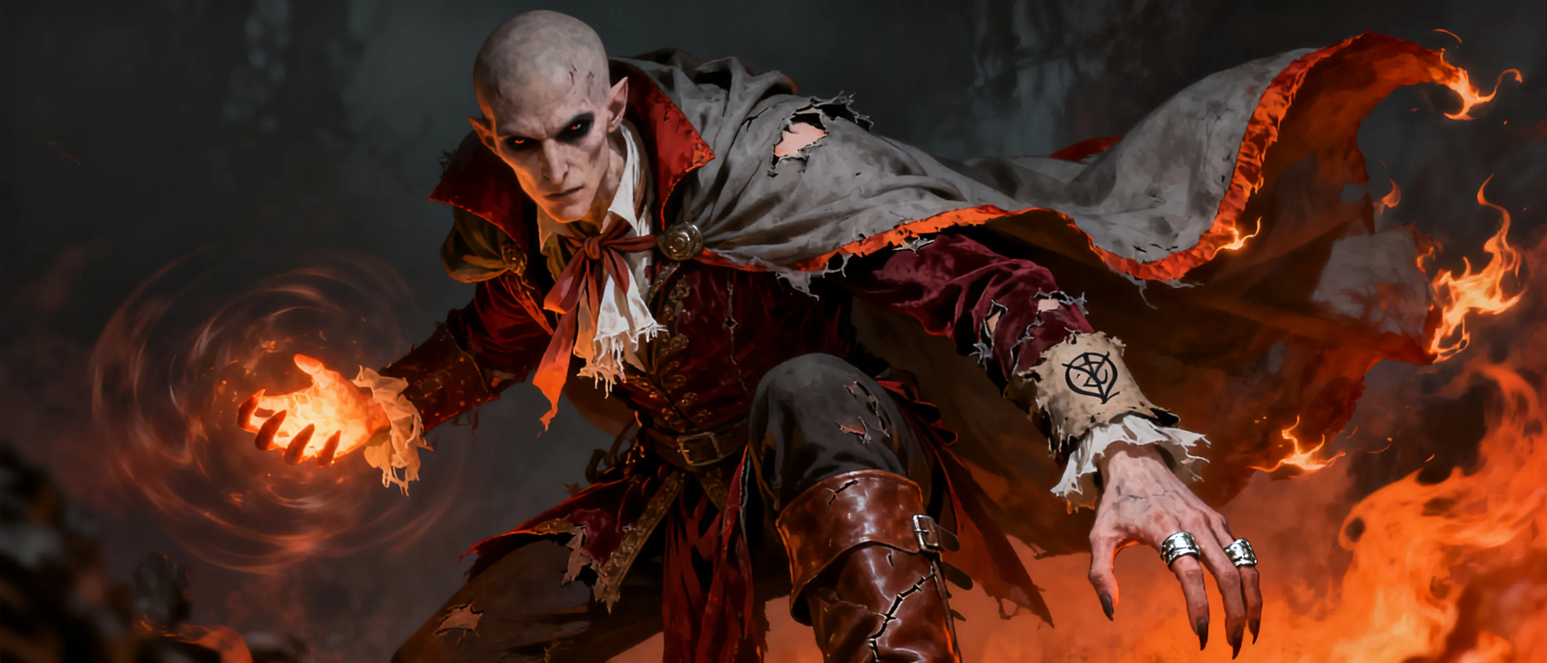 Veiren Inferosa is a human warlock who has bound the demon of hatred named Pahn to himself becoming a vessal of hatred 