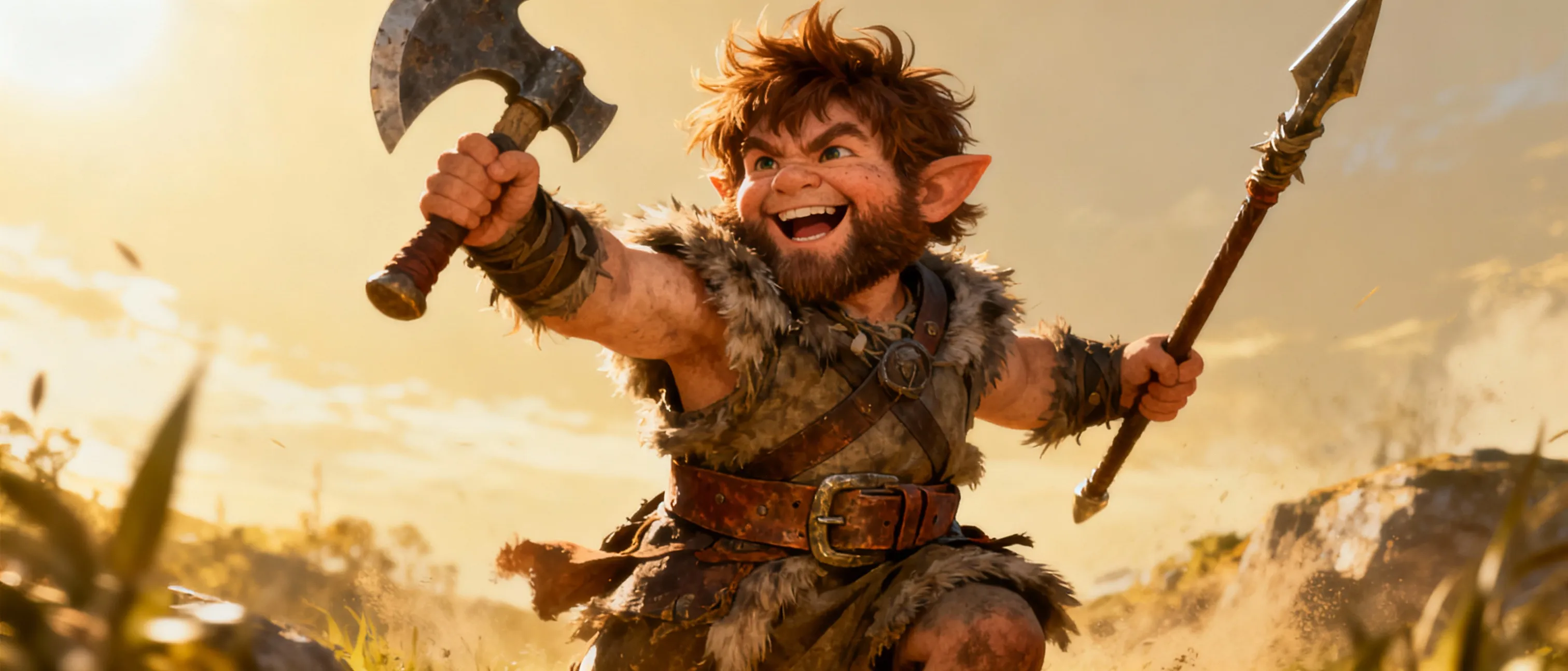 Go by the rules of 2014 edition 5E. A barbarian hafling stout named Oba. With strength, agility and charisma. No intelligence and no wisdom